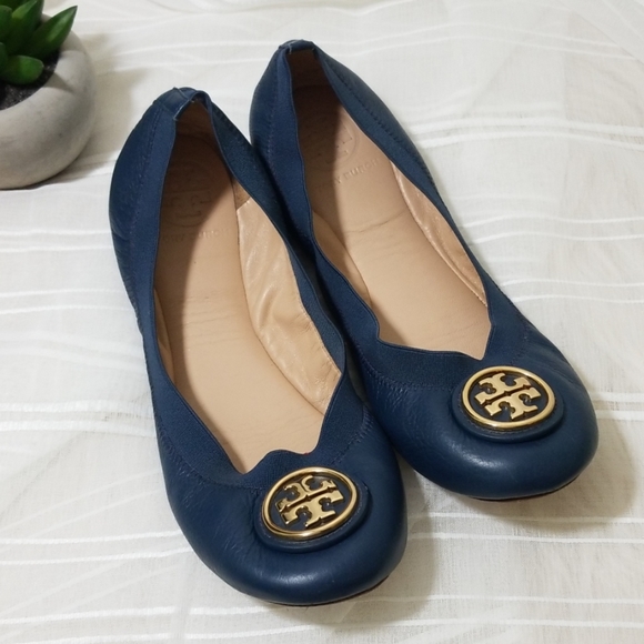 Tory Burch Shoes - Tory Burch Leather Flats - Blue - Size 7M